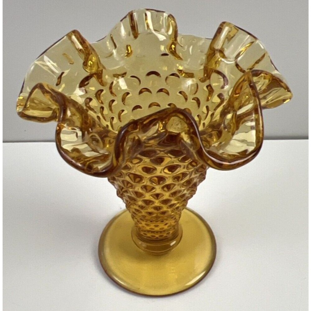 Fenton Small Fluted/Trumpet Vase Amber Colored Vintage in Great Condition!